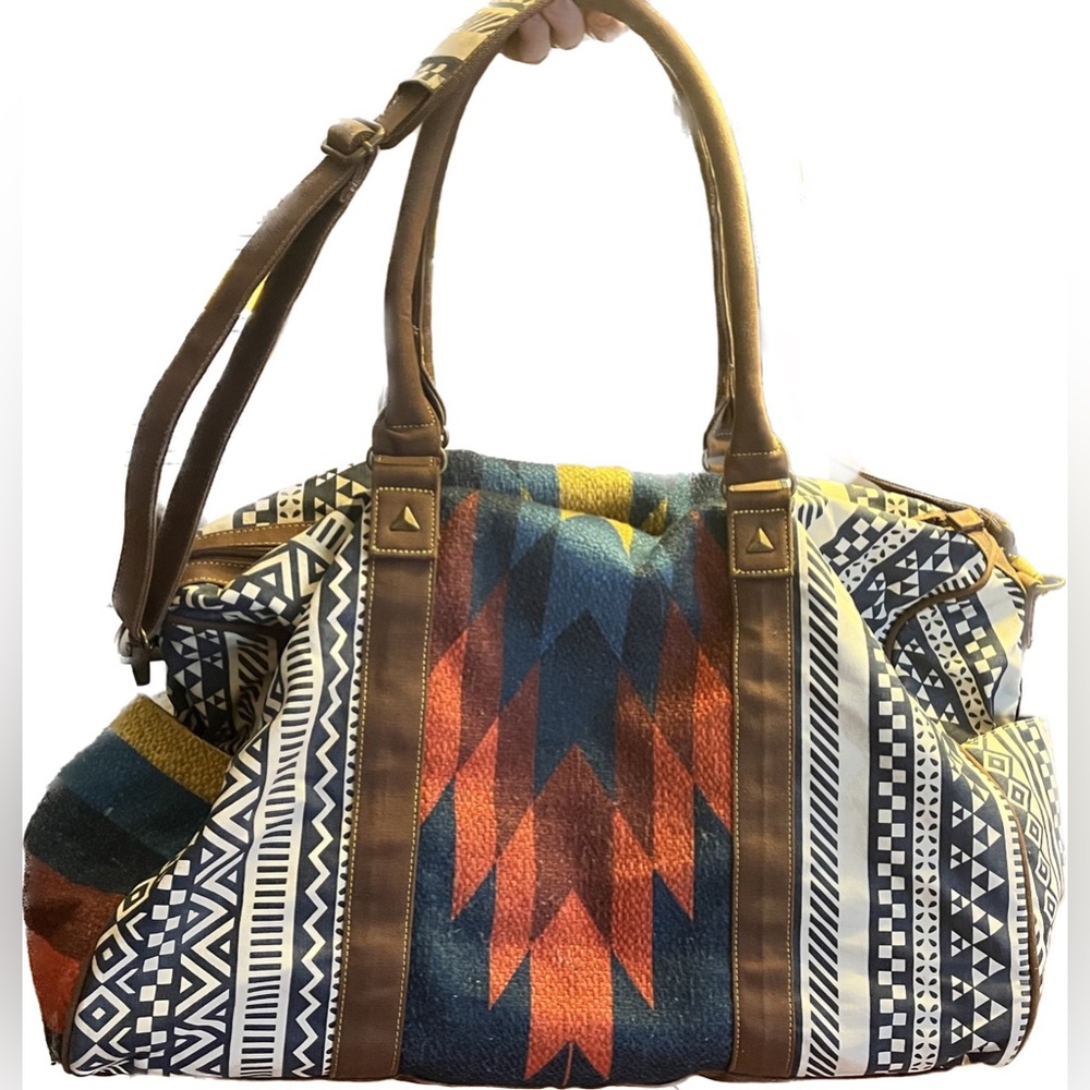 Tigerbear Republik Zeppo Blue Southwestern Print Weekender Bag